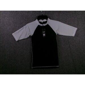 Torloler Shirt Youth Small Black Gray Raglan Padded Swim Rash Guard New